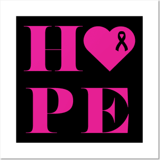 Breast Cancer Awareness Support Pink Ribbon Posters and Art